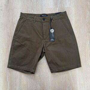 Kenneth‎ Cole Chino Shorts Cotton Olive Flex Super Soft Lightweight Slim Fit